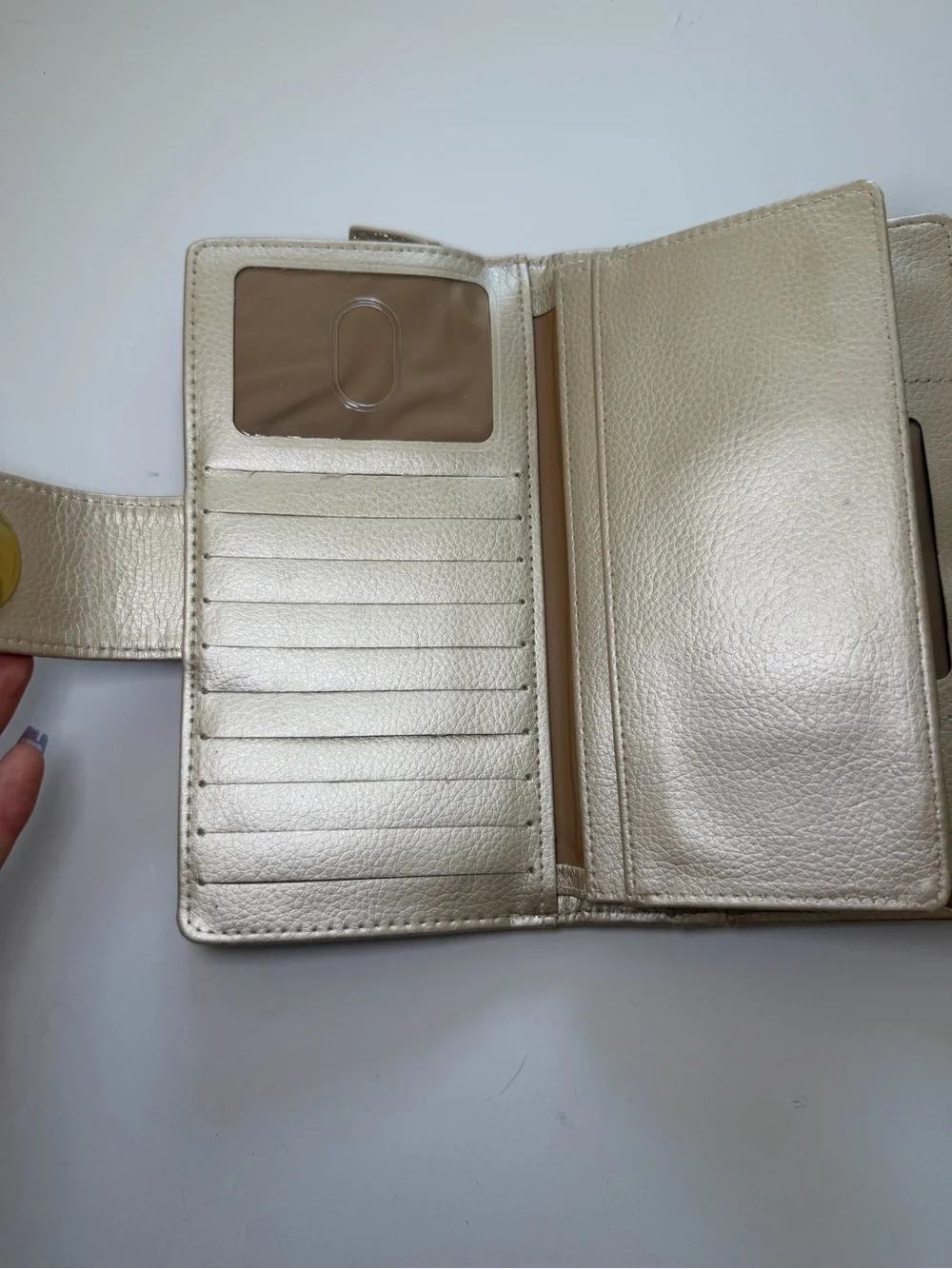 Metallic Textured Faux Leather Wallet with Gold Turn-Lock